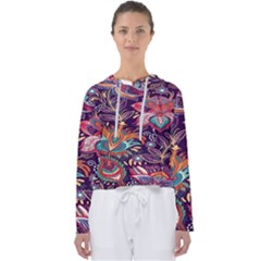 Ornamental Patterns Abstract Flower Pattern Purple Women s Slouchy Sweat