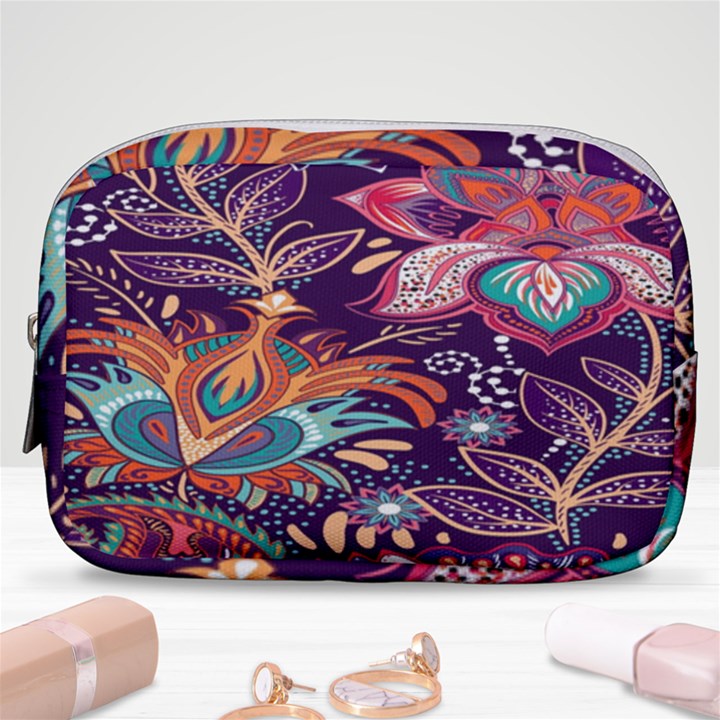 Ornamental Patterns Abstract Flower Pattern Purple Make Up Pouch (Small)