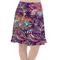 Ornamental Patterns Abstract Flower Pattern Purple Fishtail Chiffon Skirt by Jancukart