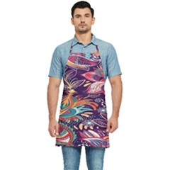 Ornamental Patterns Abstract Flower Pattern Purple Kitchen Apron