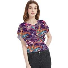 Ornamental Patterns Abstract Flower Pattern Purple Butterfly Chiffon Blouse