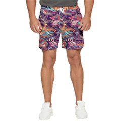 Ornamental Patterns Abstract Flower Pattern Purple Men s Runner Shorts