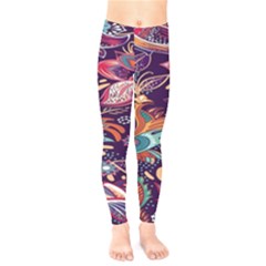 Ornamental Patterns Abstract Flower Pattern Purple Kids  Classic Winter Leggings