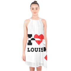 I Love Louis Halter Collar Waist Tie Chiffon Dress by ilovewhateva