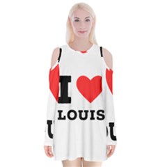 I Love Louis Velvet Long Sleeve Shoulder Cutout Dress by ilovewhateva