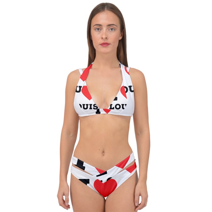 I love louis Double Strap Halter Bikini Set