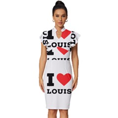 I Love Louis Vintage Frill Sleeve V-neck Bodycon Dress by ilovewhateva