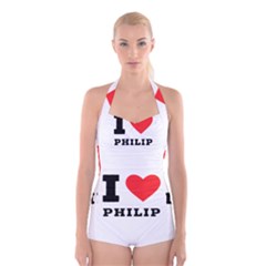 I Love Philip Boyleg Halter Swimsuit  by ilovewhateva