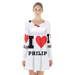 I Love Philip Long Sleeve Velvet V-neck Dress by ilovewhateva