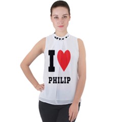 I Love Philip Mock Neck Chiffon Sleeveless Top by ilovewhateva