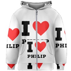 I Love Philip Kids  Zipper Hoodie Without Drawstring by ilovewhateva