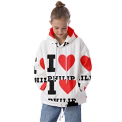 I Love Philip Kids  Oversized Hoodie by ilovewhateva