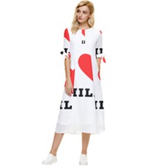 I Love Philip Bow Sleeve Chiffon Midi Dress by ilovewhateva