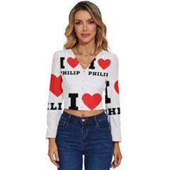 I Love Philip Long Sleeve V-neck Top