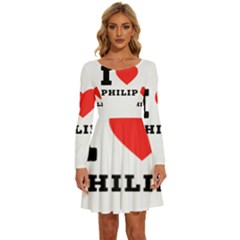 I Love Philip Long Sleeve Wide Neck Velvet Dress by ilovewhateva