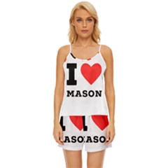 I Love Mason Satin Pajama Short Set by ilovewhateva