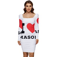 I Love Mason Women Long Sleeve Ruched Stretch Jersey Dress by ilovewhateva