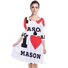 I Love Mason Quarter Sleeve Waist Band Dress by ilovewhateva