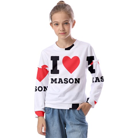 I Love Mason Kids  Long Sleeve Tee With Frill  by ilovewhateva