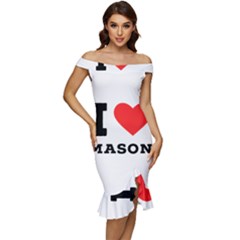 I Love Mason Off Shoulder Ruffle Split Hem Bodycon Dress by ilovewhateva