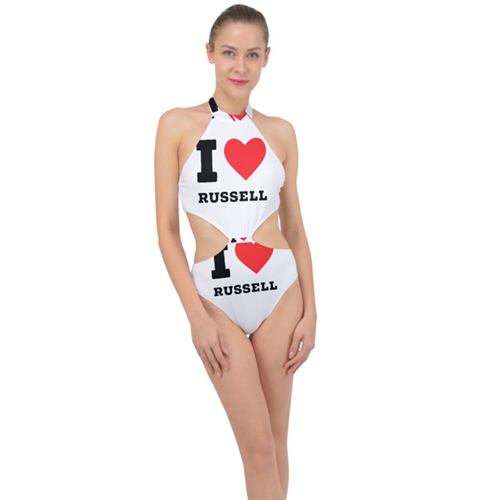 I love russell Halter Side Cut Swimsuit