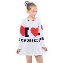 I Love Russell Kids  Long Sleeve Dress by ilovewhateva