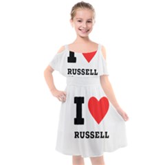 I Love Russell Kids  Cut Out Shoulders Chiffon Dress