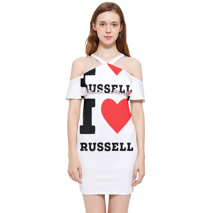 I love russell Shoulder Frill Bodycon Summer Dress