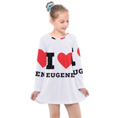 I Love Eugene Kids  Long Sleeve Dress by ilovewhateva