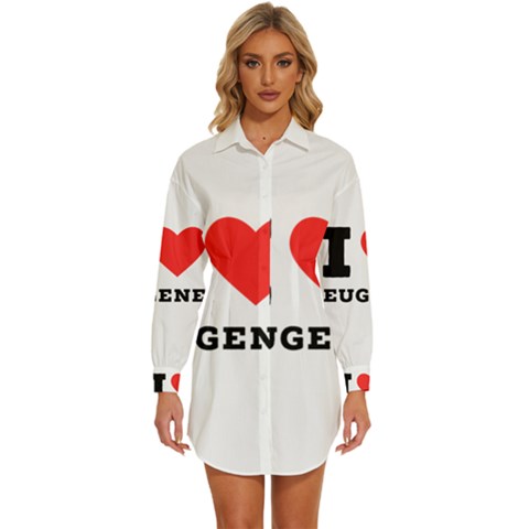 I Love Eugene Womens Long Sleeve Shirt Dress by ilovewhateva