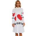 I love eugene Long Sleeve Shirt Collar A-Line Dress View1