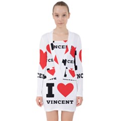 I Love Vincent  V-neck Bodycon Long Sleeve Dress by ilovewhateva