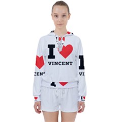 I Love Vincent  Women s Tie Up Sweat by ilovewhateva