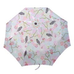 Birds Blossom Seamless Pattern Folding Umbrellas by Jancukart