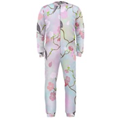 Birds Blossom Seamless Pattern Onepiece Jumpsuit (men)