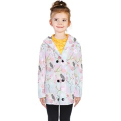 Birds Blossom Seamless Pattern Kids  Double Breasted Button Coat by Jancukart