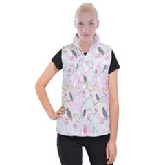 Birds Blossom Seamless Pattern Women s Button Up Vest by Jancukart