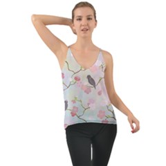 Birds Blossom Seamless Pattern Chiffon Cami