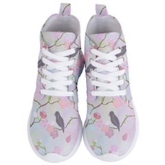 Birds Blossom Seamless Pattern Women s Lightweight High Top Sneakers