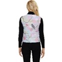 Birds Blossom Seamless Pattern Women s Short Button Up Puffer Vest View2