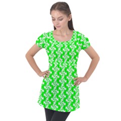 Candy Illustration Pattern Puff Sleeve Tunic Top by GardenOfOphir