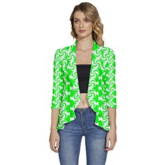 Candy Illustration Pattern Women s 3/4 Sleeve Ruffle Edge Open Front Jacket by GardenOfOphir