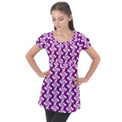 Candy Illustration Pattern Puff Sleeve Tunic Top by GardenOfOphir