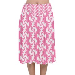 Cute Candy Illustration Pattern For Kids And Kids At Heart Velvet Flared Midi Skirt