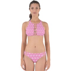 Pink Gerbera Daisy Vector Tile Pattern Perfectly Cut Out Bikini Set by GardenOfOphir