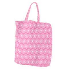 Pink Gerbera Daisy Vector Tile Pattern Giant Grocery Tote by GardenOfOphir