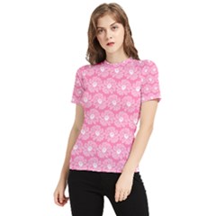 Pink Gerbera Daisy Vector Tile Pattern Women s Short Sleeve Rash Guard by GardenOfOphir