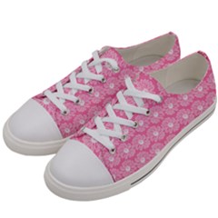 Pink Gerbera Daisy Vector Tile Pattern Men s Low Top Canvas Sneakers by GardenOfOphir