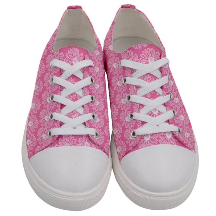 Pink Gerbera Daisy Vector Tile Pattern Women s Low Top Canvas Sneakers