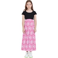 Pink Gerbera Daisy Vector Tile Pattern Kids  Flared Maxi Skirt by GardenOfOphir